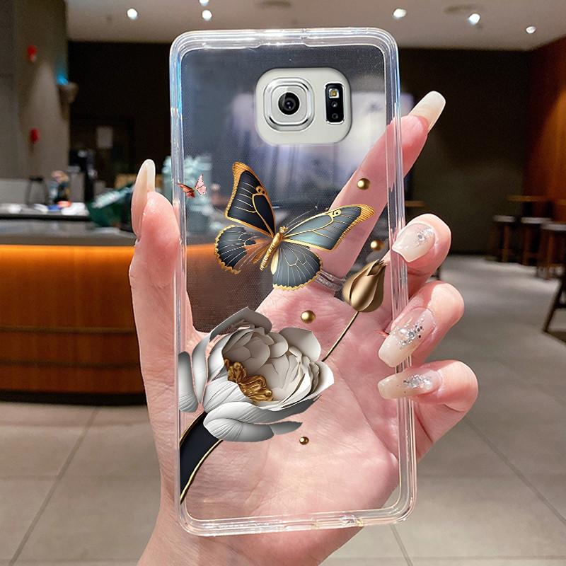 For Samsung S6 G920F Case Samsung Galaxy S6 edge Plus G925F Cover Clear Luxury Butterfly Flower Soft TPU Silicone Phone Case