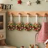 Mini Christmas Tree Ornament Handmade Pipe Cleaner Wreath Ornament, Chenille Stems Bow Bell Decoration Crafts with Bells for Holiday Window Fireplace