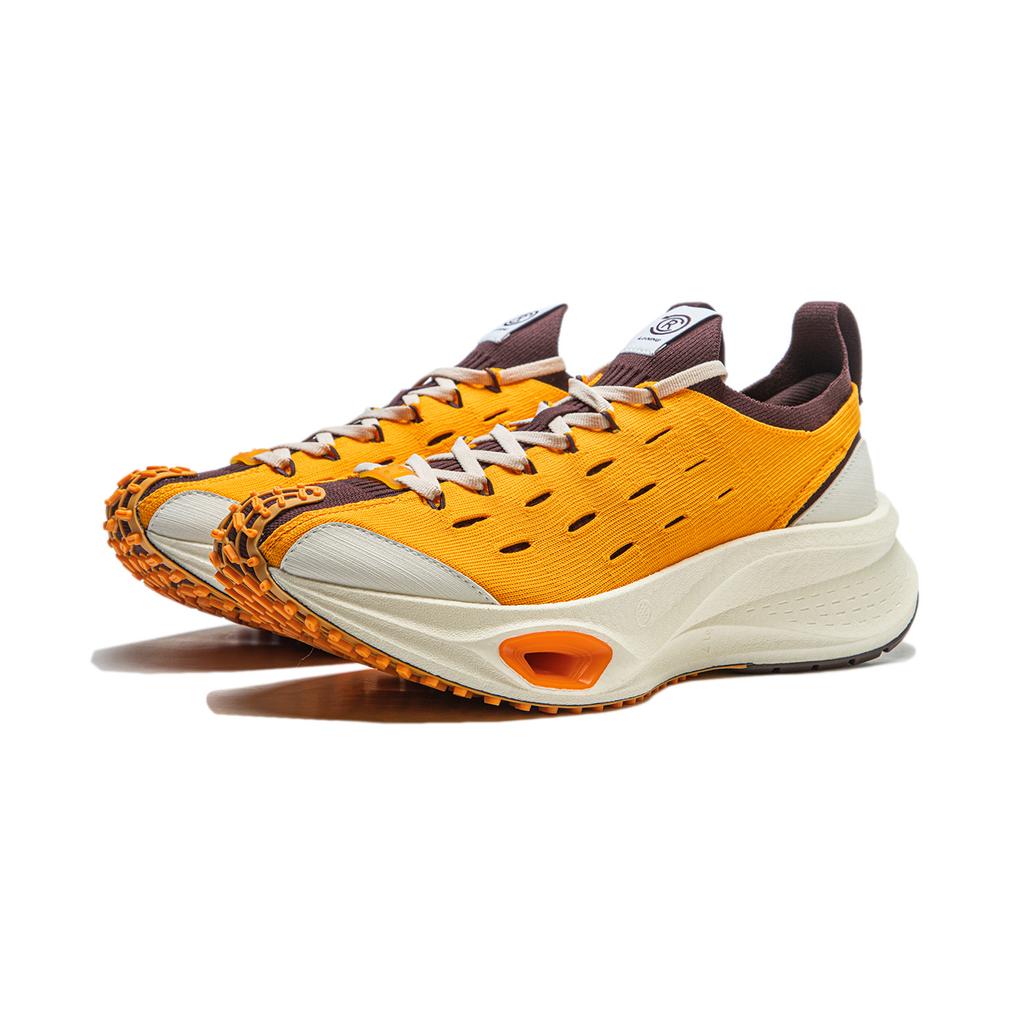 Li Ning Амортизирующие, износостойкие низкие беговые кроссовки Унисекс Оранжево-коричневые AZGU001-1