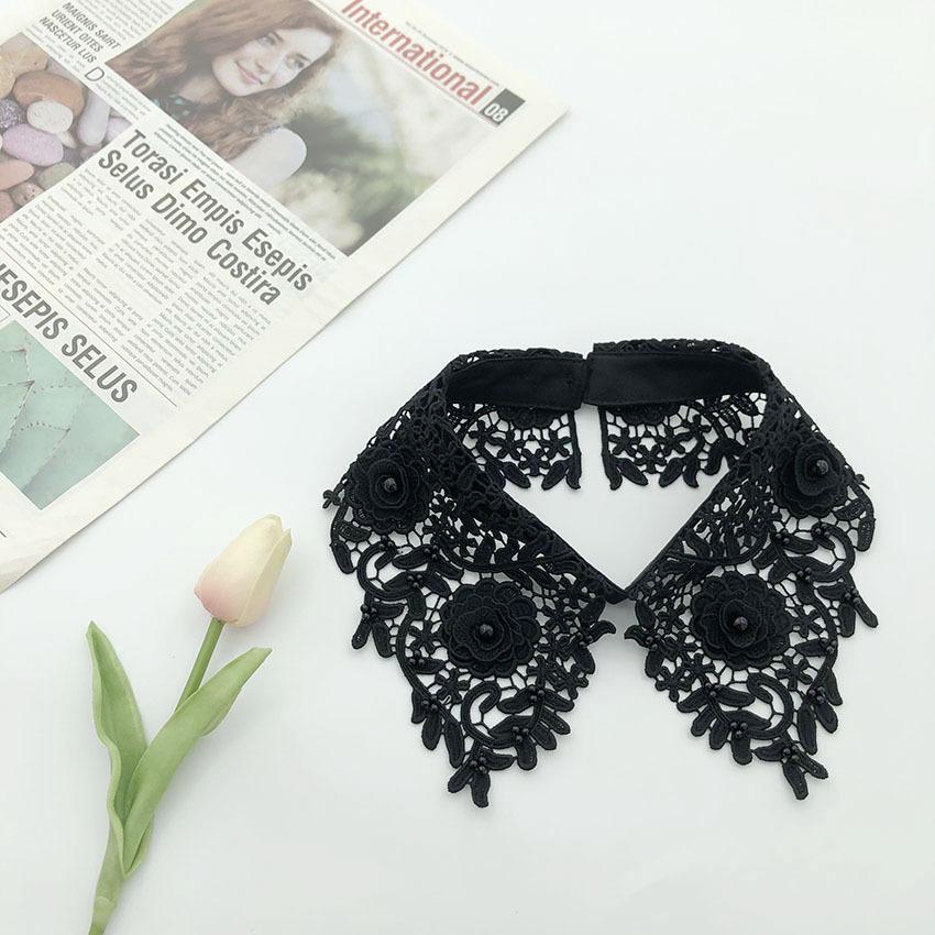 White Fake Collar for Women Shirt Blouse Necklace Candy Color False Collar Handmade Beads Detachable Sweater Collars Decor