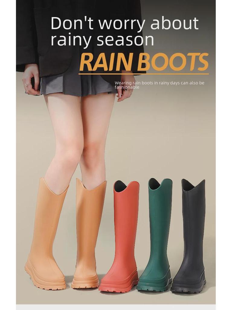Женские водонепроницаемые высокие резиновые сапоги в японском стиле 2025 года: Модный, нескользящий, готовый к использованию на открытом воздухе, с плоским дном