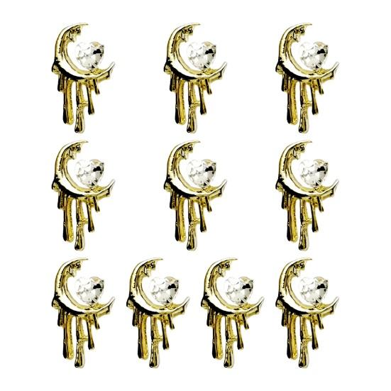 10 шт., стразы для дизайна ногтей, украшение 3D, сердце, луна, крест, летучая мышь, искусственный кристалл на металлических подвесках, креативные ювелирные украшения, аксессуары для чехла для телефона