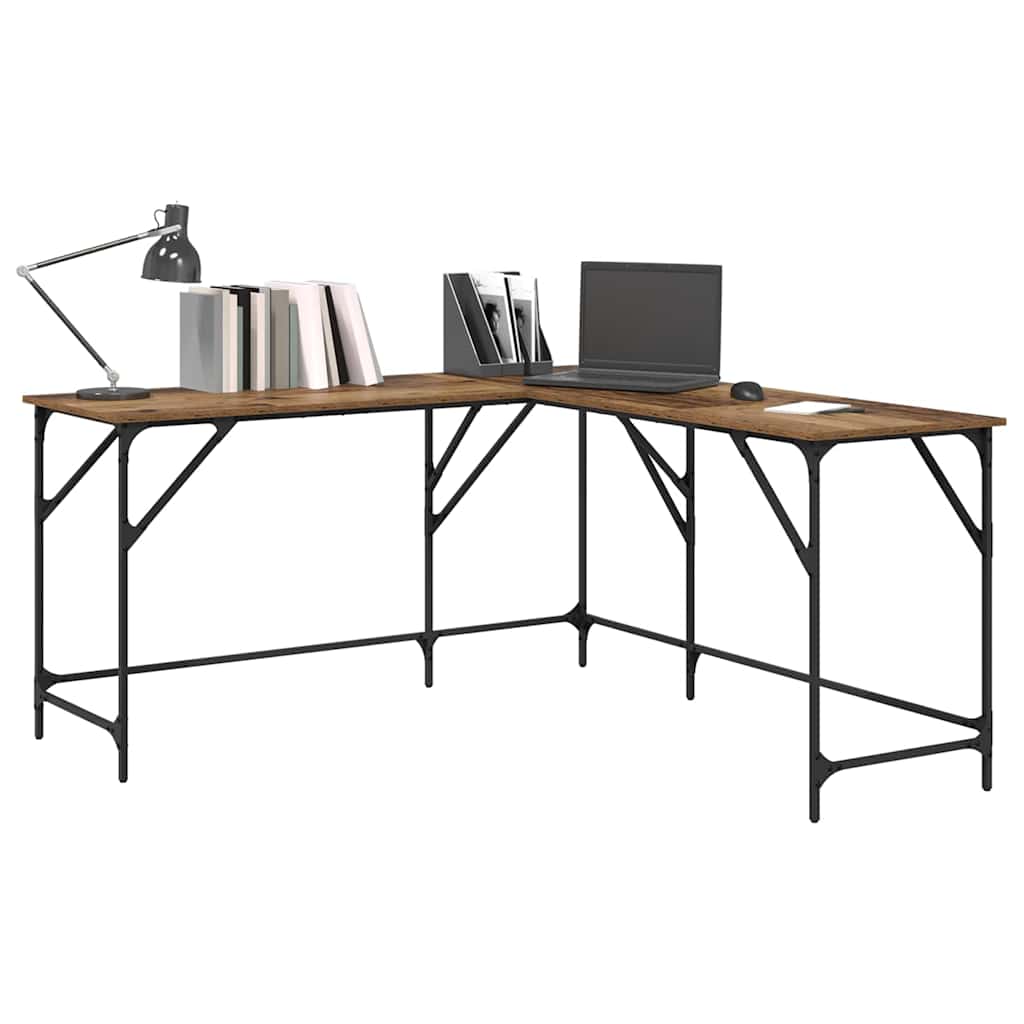 L Shaped Corner Desk Reclaimed Wood Look 149 x 149 x 75 cm Engineered Wood