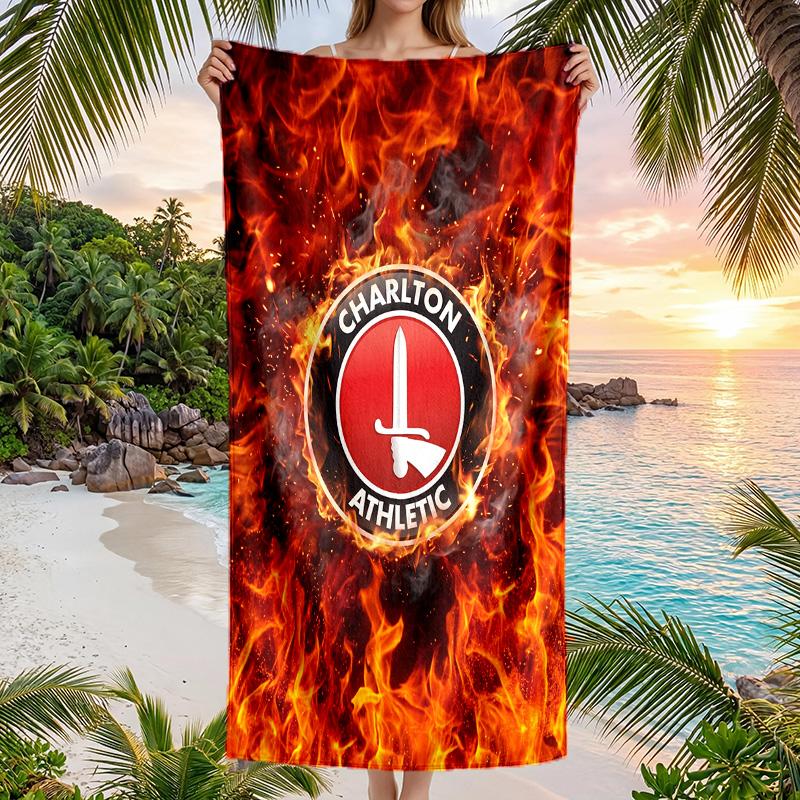 Charlton Athletic FC print Quick Dry Beach Towel Microfiber Absorbent Portable Travel Swimming Towel