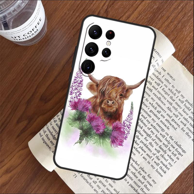Чехол для телефона с шотландской коровой для Samsung Galaxy S25 S23 S22 S21 Ultra S9 S10 S20 Plus S24 FE Funda Cover Shell
