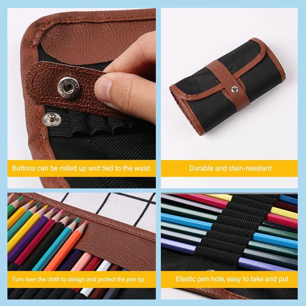 School Office Supplies 20 Hole Roll Up Pouch Pen Bag Pen Case Pen Curtain Stationery Organizer