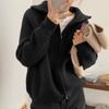 Повседневные вязаные кардиганы женские осенне-зимние винтажные однотонные свободные топы на молнии с длинными рукавами, трикотаж, шик Kpop