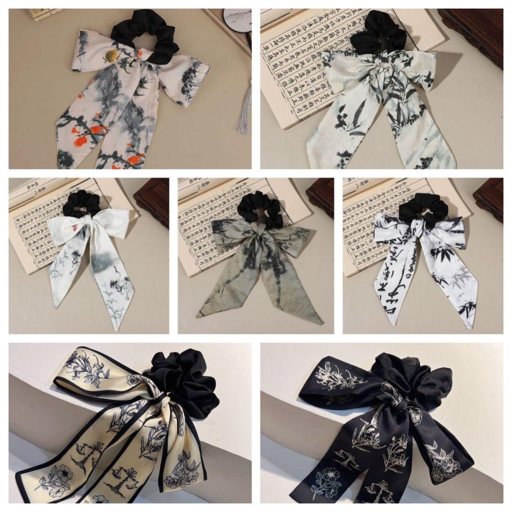 Резинка для волос в древнем стиле, веревка для волос, лента, древняя повязка для волос, элегантная резинка для волос с рисунком тушью, повязка на голову