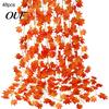 Orange Red Autumn Leaf Decor Artificial Maple Garland, Hanging Plant Fake Fall Realistic Silk Leaves Rattan, Gradient for Thanksgiving Home