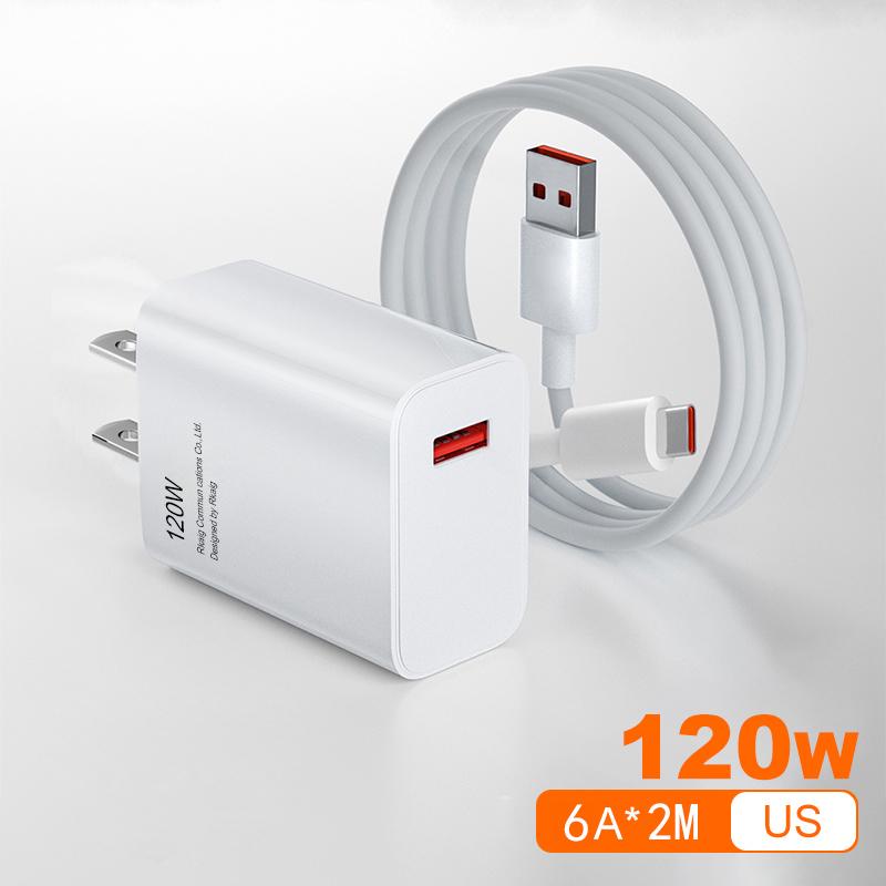 USB-зарядное устройство со сверхбыстрой зарядкой 120 Вт для Xiaomi Mi Civi 11t 12t 13 Pro Redmi Note 12 Pro A1 A2 Poco X5 F4 GT Type C, зарядный кабель