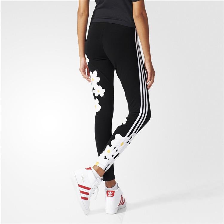 adidas Оригинальная серия с принтом Узкие спортивные повседневные брюки Женские брюки Черные AO3165