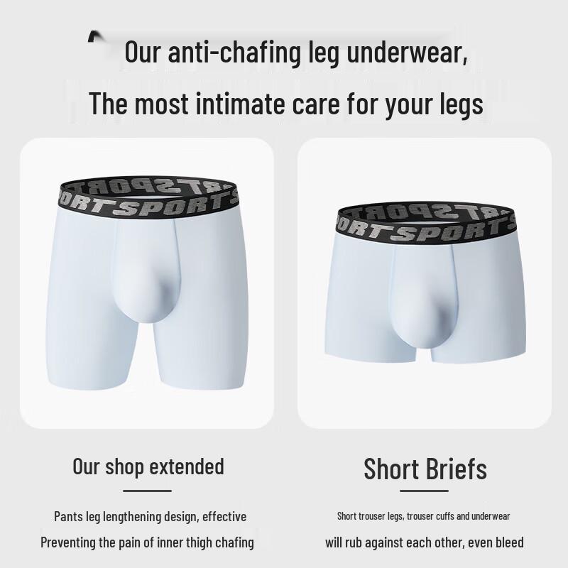 Langsha Men's Ice Silk Quick-Dry Anti-Chafe Boxer Briefs