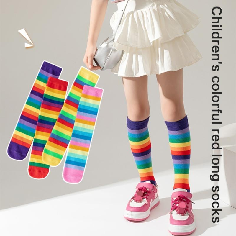 Children's Fashionable Socks Knee High Socks Combed Cotton Multifunction In Tube Socks for School and Parties Show