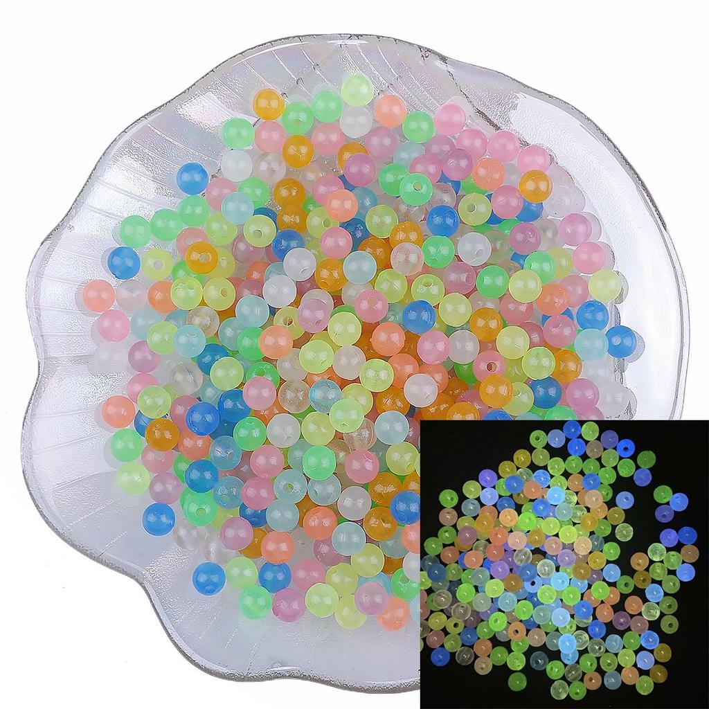 6/8/10/12mm Acrylic Mix Color Luminous Beads Round Loose Beads For Jewery Making DIY Necklace Bracelet Earring