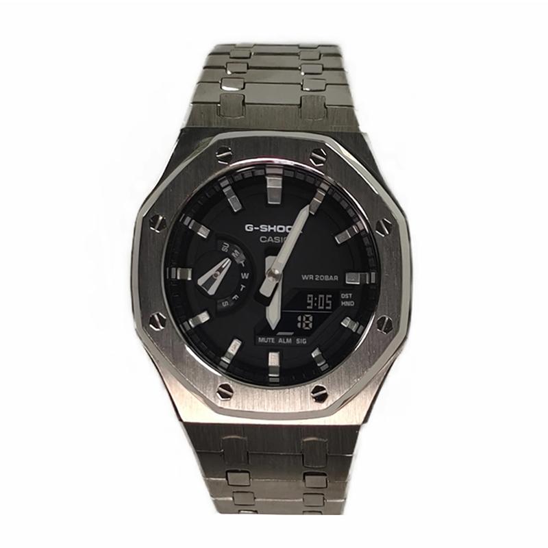 Casio Мужские часы с ЖК-дисплеем и аналоговым двойным дисплеем, серия Black, GA-2100SKE-7A(Watch3--)