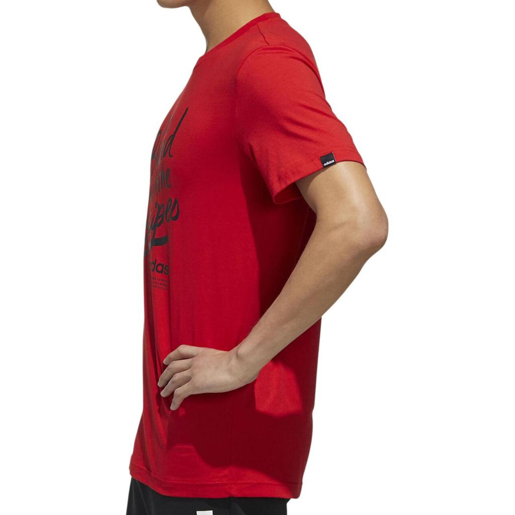 adidas Футболка с коротким рукавом и круглым вырезом с надписью Letter, мужские топы, красные FM6225