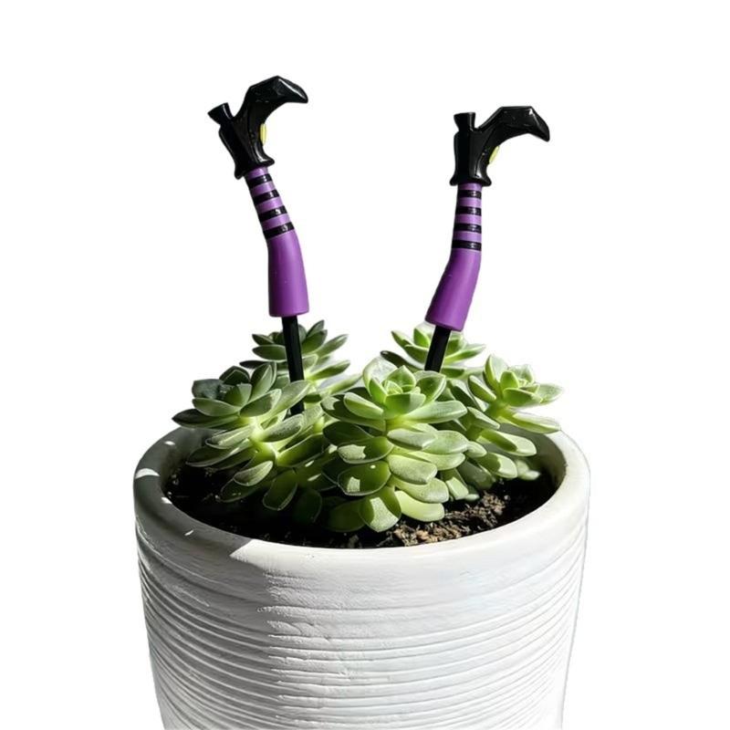 Striped Leg Flower Pot Accent for Halloween, 1 Pair Insert Accessory with Stem Use for Plant Containers and Shelf Scenes