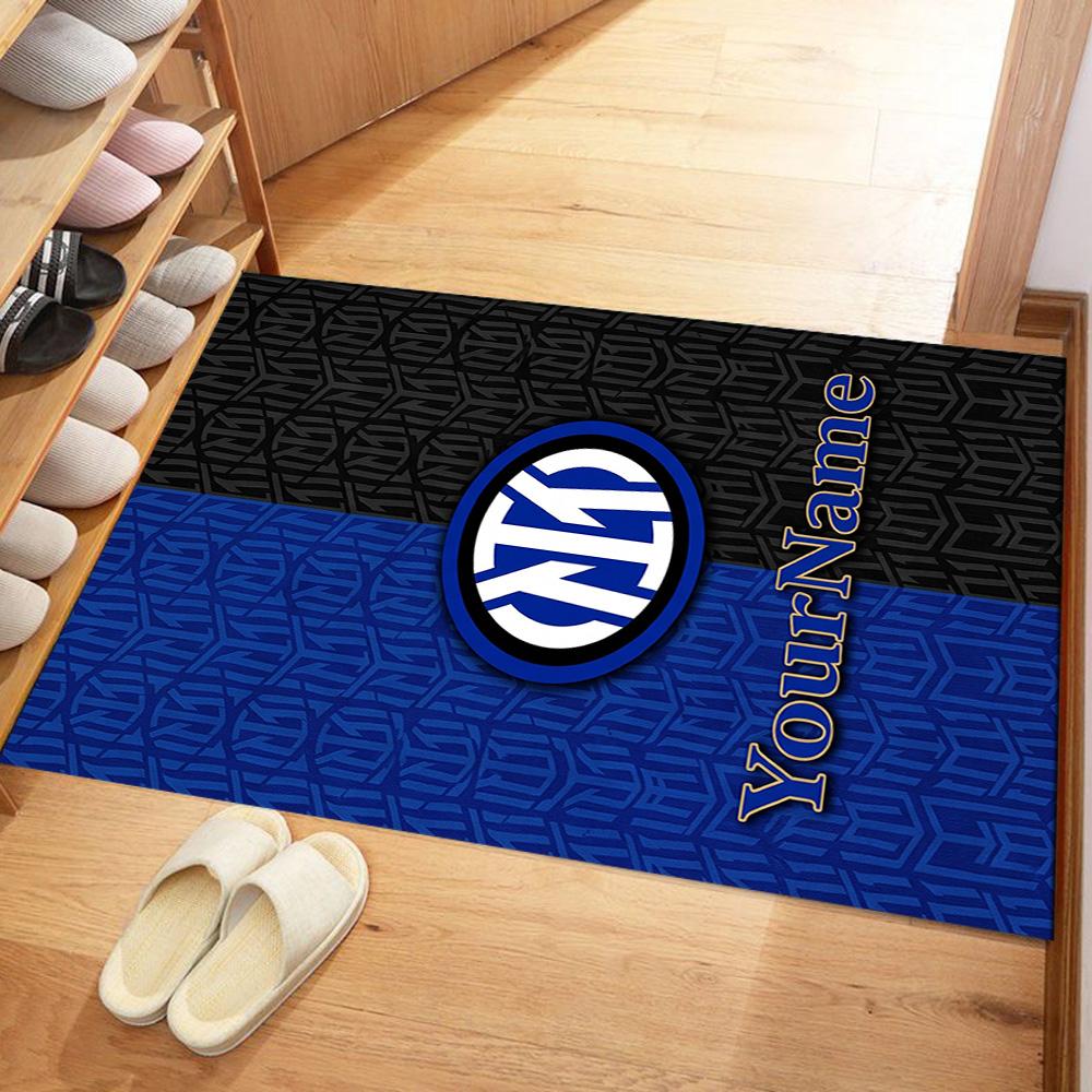 Inter Milan Customize Your Name Floor Rug Office Rug Design for Bedrooms Foyer Kitchen Game Room Antislip Carpet Anime Office Decor Best for Christmas