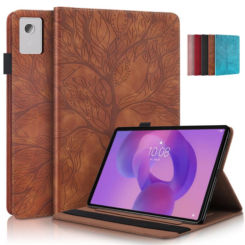 Кошелек-книжка из ПУ-кожи с тисненым узором в виде дерева для Lenovo Idea Tab Plus 12.1 и Xiaoxin Pad 12.1 со функцией подставки и магнитной застежкой