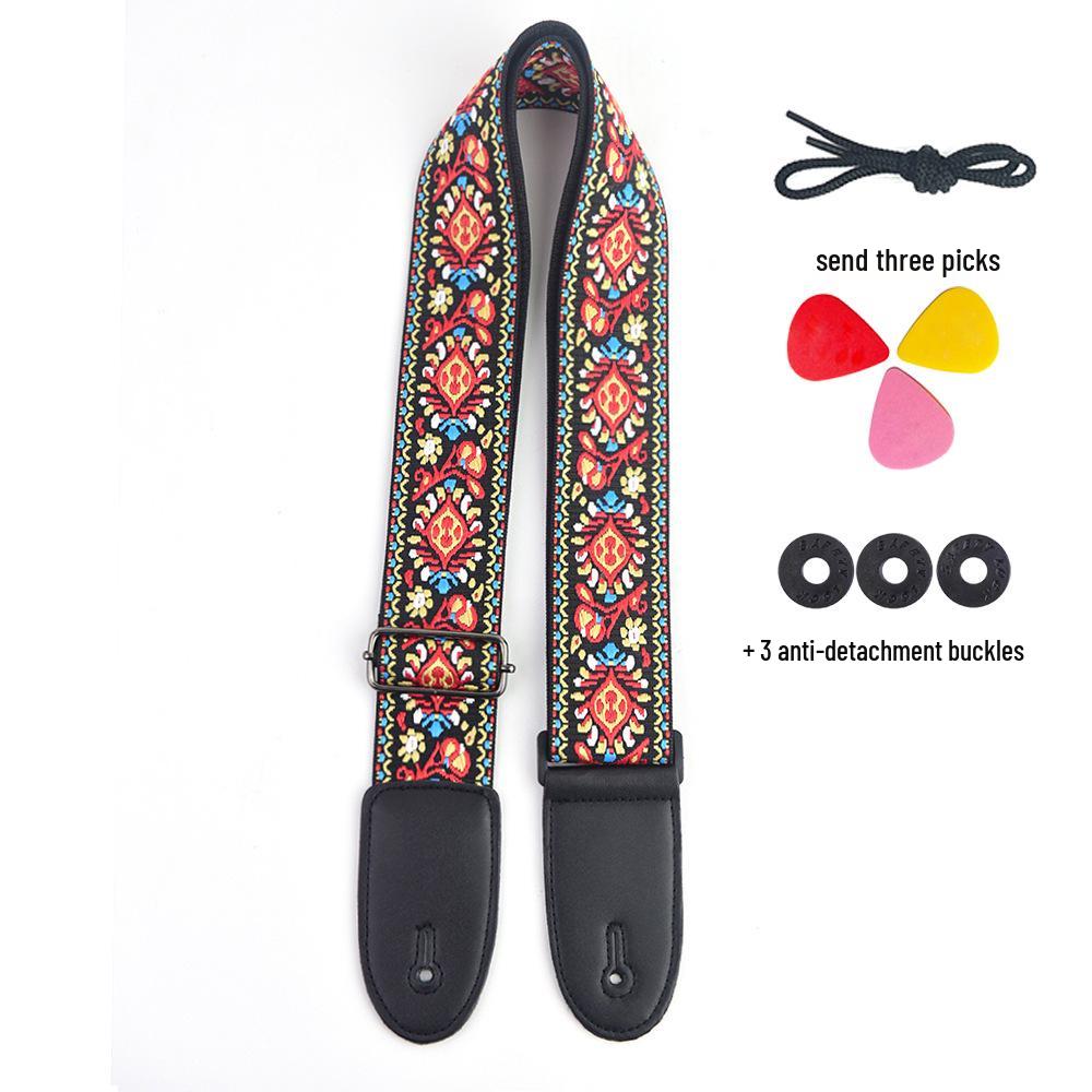 Толстый вышитый универсальный гитарный ремень для акустических, электрических и деревянных гитар