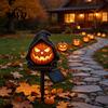 Auto on Off Light Solar Halloween Pumpkin Garden Stake Light, Waterproof Resin LED Outdoor Festival Decor Lantern, Spooky Yard Lighting for Patio Lawn