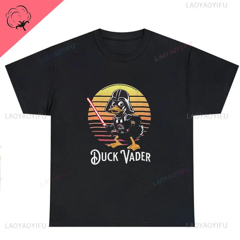 Vintage Ropa Hombre Duck Vader Funny T-Shirt Duck Darth Vader Parody High Quality Cotton Summer Hip-hop Men Streetwear Cotton