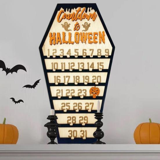 Адвент-календарь на Хэллоуин, деревянный отсчет времени до Хэллоуина, украшение с подвижным блоком тыквы для домашнего декора