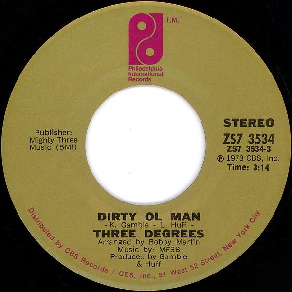7-дюймовая пластинка THREE DEGREES Dirty Ol Man Cant You See What Y ZS73534 Филадельфия 1973 США СоулФанк Б/у