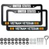 2PCS Matte Carbon Fiber Pattern License Plate Frames Compatible with F 2 Holes Solid Aluminum Veteran License Plate Holders for Air Force, Universal