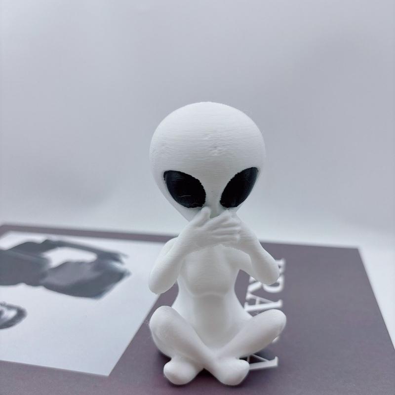 3D-печатные инопланетные украшения, Не слушай, не смотри, не говори, Причудливые статуэтки инопланетян, Фантастические украшения для космической комнаты