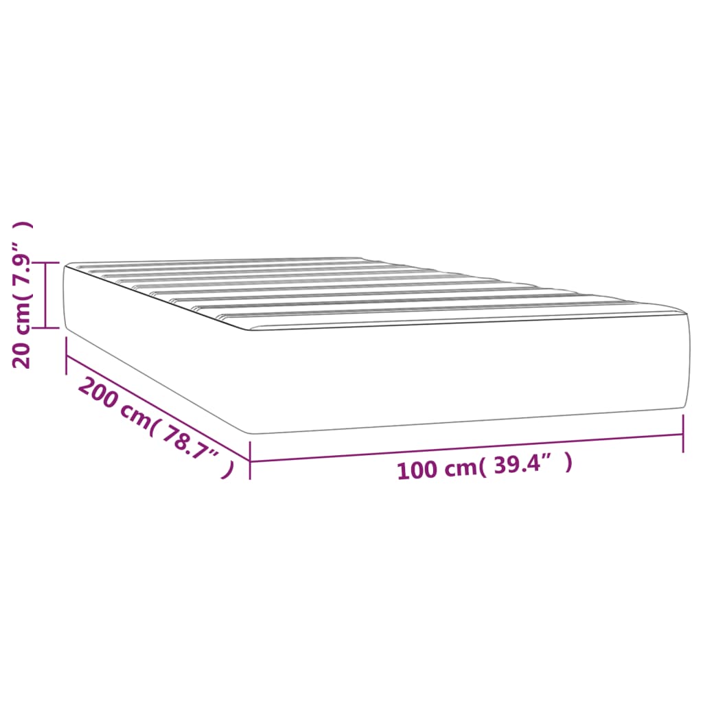 Vidaxl Materac Kieszeniowy, Biały, 100X200X20 Cm, Sztuczna Skóra
