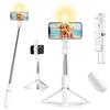 Lighted Wireless Bluetooth Selfie Stick Foldable Portable Tripod with Fill Light Shutter Remote Control for Android iPhone Phone