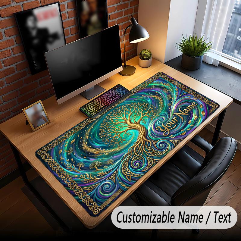 Tree of Life Theme Custom Mouse Pad Personalized With Name Text Customized Desk Mat For Office Home Decor