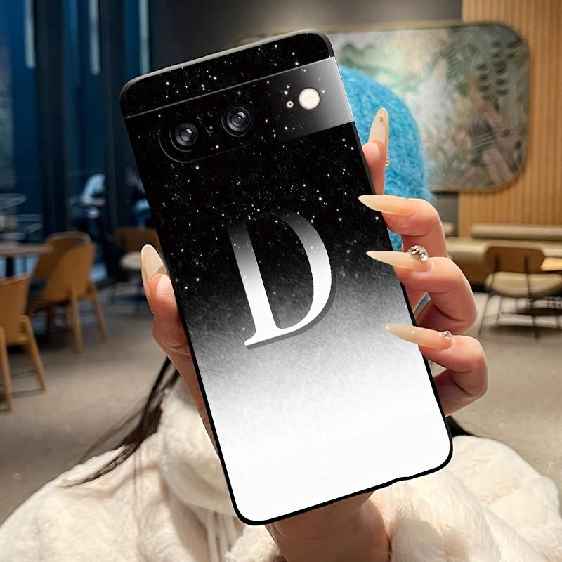 Letter Shiny Starry Sky Pattern Phone Case For Google Pixel 8 Soft Silicone Black Case For Google Pixel 8a Anti-scratch Casing
