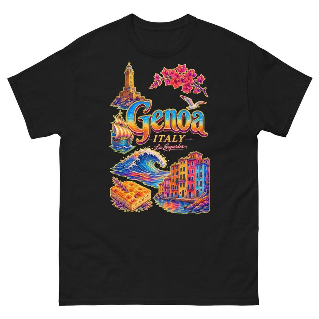 Genoa Italy T-Shirt La Superba Souvenir Tee Vintage Travel Keepsake Gift Unisex Shirt