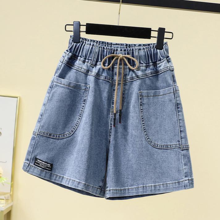 Dimanaf Jeans Plus Size Summer Shorts Jeans Women Basic Pants Loose Casual Female Thin Blue Trousers Pants 5XL