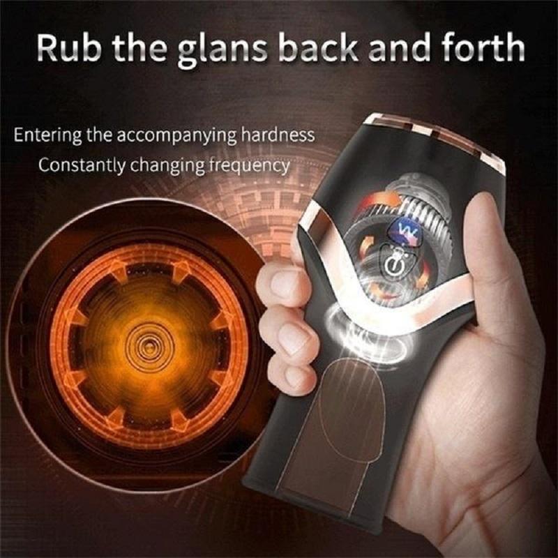 Мужской массажер для головки киски, мужские секс-игрушки, вибрирующая чашка для мастурбации, тренажер для задержки пениса, 12 видов частотной вибрации, чашка для самолета