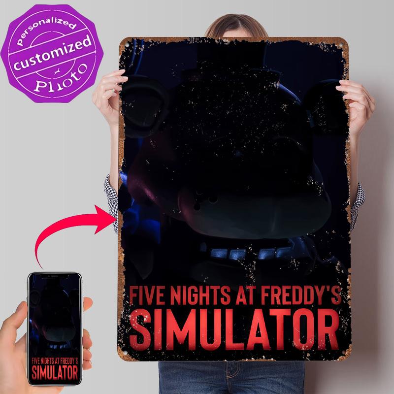 Five Nights At Freddy's Simulator Metal Poster Customized Wall Art Retro Vintage Tinplate Signs for Decor Room Decoration Gaming