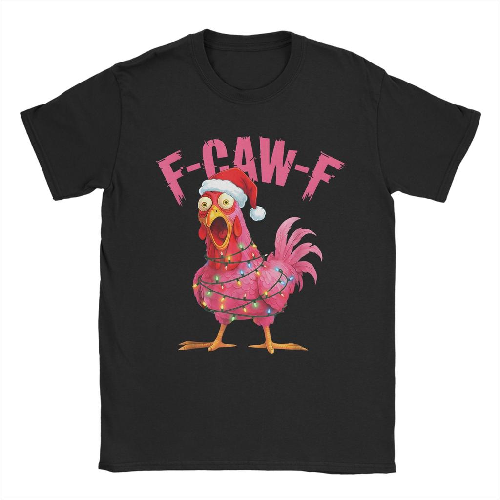 F-Caw-F Funny Chicken Christmas Xmas T-Shirt FCawF Rooster Meme Gift Popular T-Shirts Short Sleeve Summer Plus Size Top Tees