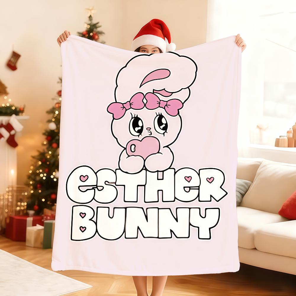 Kawaii Cute E Esther B BunnyS Cartoon Blanket For Soft Throw Blanket for Picnic Bed Sofa Home Bedroom Cozy Warm Comfortable