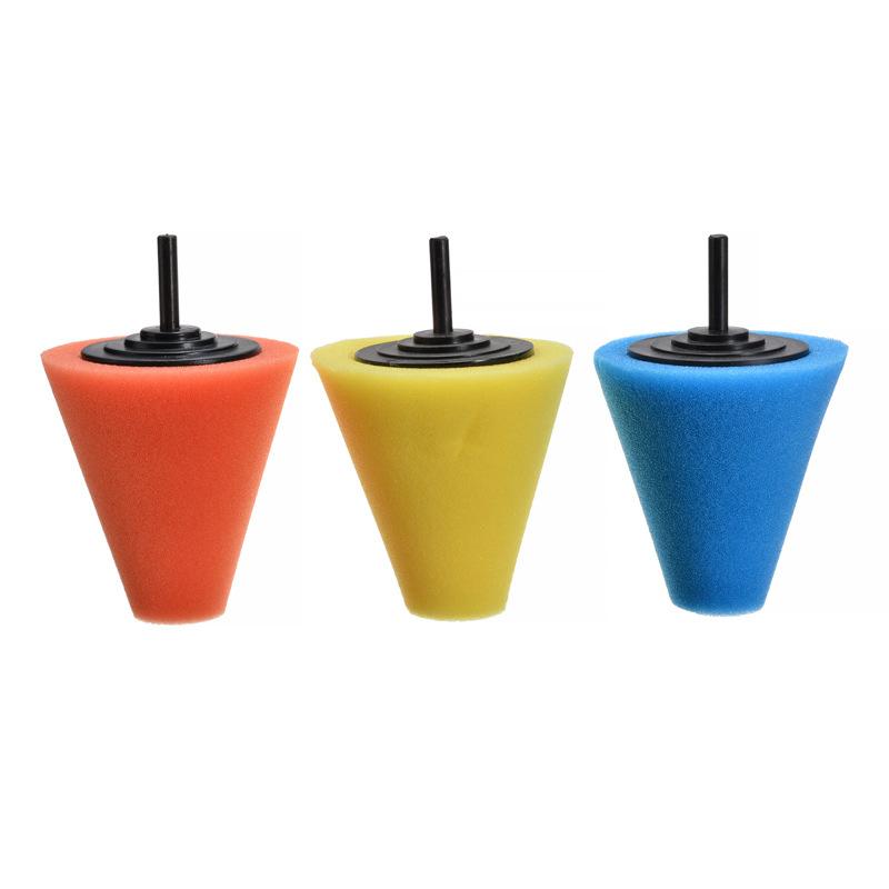 Car Burnishing Foam Sponge Power Drill Tool Polishing Sponge Pad Cone Shaped Buffing Tools Set for Car Polisher Wheel Hub