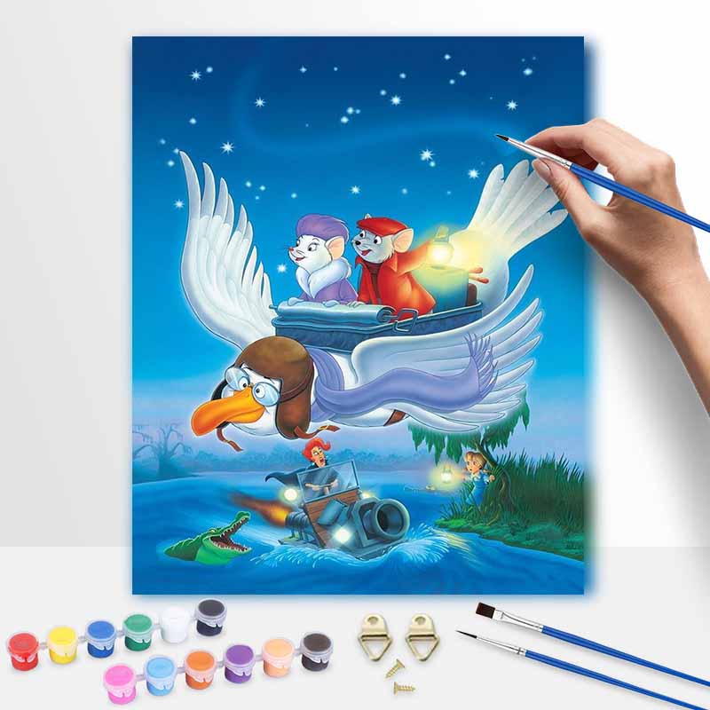 Disney Oil Painting Kit, Rescuers Flying Canvas DIY Home Decor
