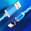 LED Flow Luminous Magnetic Lighting USB Cable for iPhone XR X 7 8 Micro Type C Charger Fast Charging Magnet USB Type-C Charging