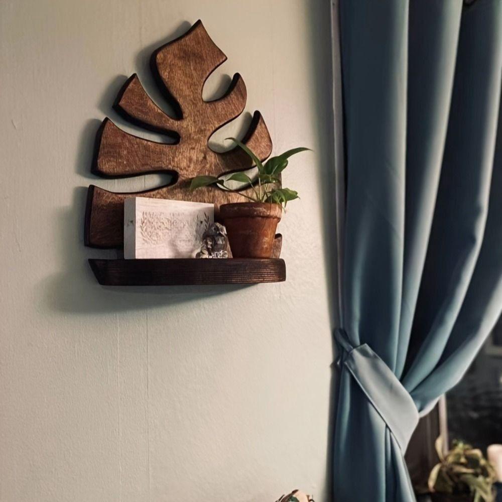 Crafts Wooden Wall Decoration Frame Creative Modern Plant Wall Hanging Wall Mounted Retro Storage Rack Indoor