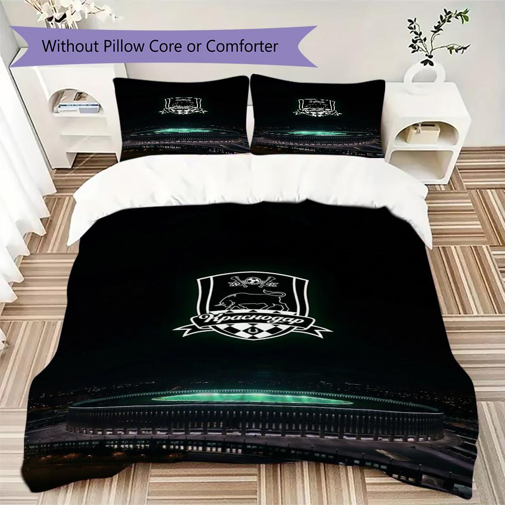 Fc Krasnodar Pattern Bedding uilt Set uilt Cover Pillowcase Home Decoration Birthday Gift (1*duvet cover + 2*pillowcase without core)