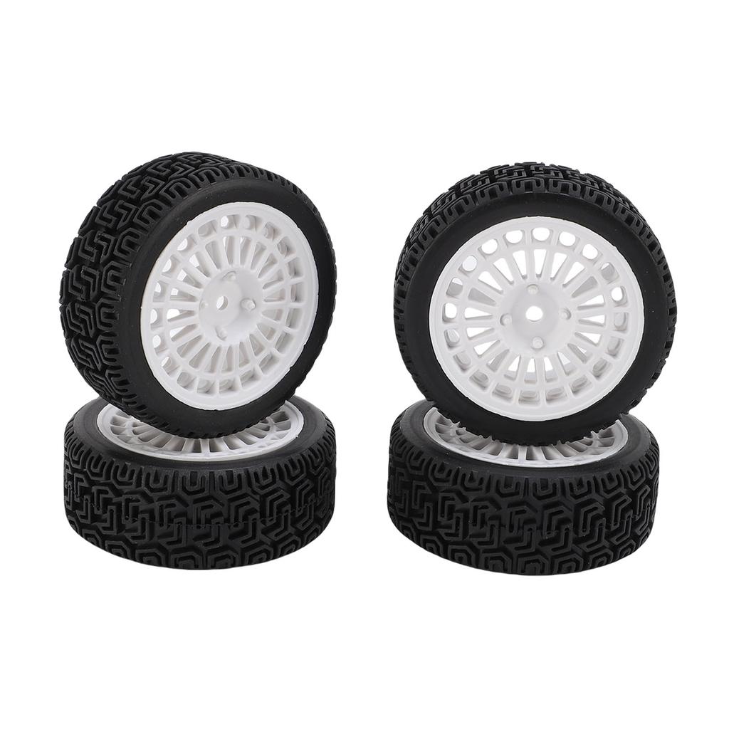 4PCS 1 10 RC Rally Car Tires Replacement for Tamiya TT01 Xv02 Sturdy Plastic 70mm RC Car Maze Tire Wheel Rim White