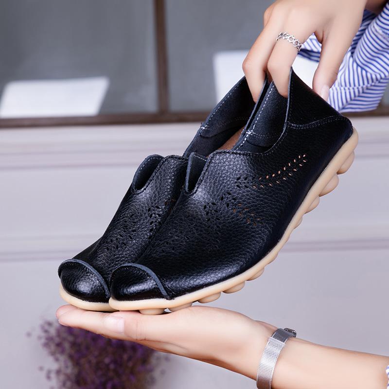 Весна-Лето 2026 Женские Лоферы из Натуральной Кожи Женские Повседневные Кроссовки Криперы Перфорация Без Шнурков Плоская Обувь Мокасины Женские