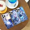 Чехол для телефона Genshin Impact Furina Для iphone 17 16 15 14 13 12 11 Pro Max Plus Серебристый Лазерный Сатиновый Аврора
