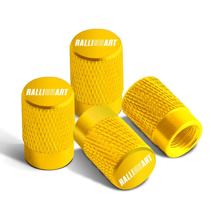 4pcs For Mitsubishi Ralli Art Badge ASX EVO Lancer Galant Pajero Car Wheel Tire Valve Caps Tyre Stem Covers Accessories Styling