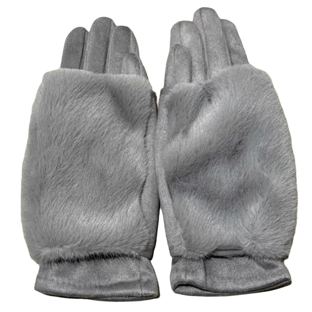 Solid Color Suede Gloves Rabbit Faux Fur Thermal Mittens Fashion Women Winter Gloves  Ladies